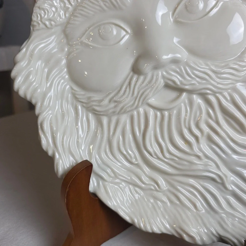 Vintage 2000s Mikasa Santa's Cookie Plate with Gold Rim includes Box